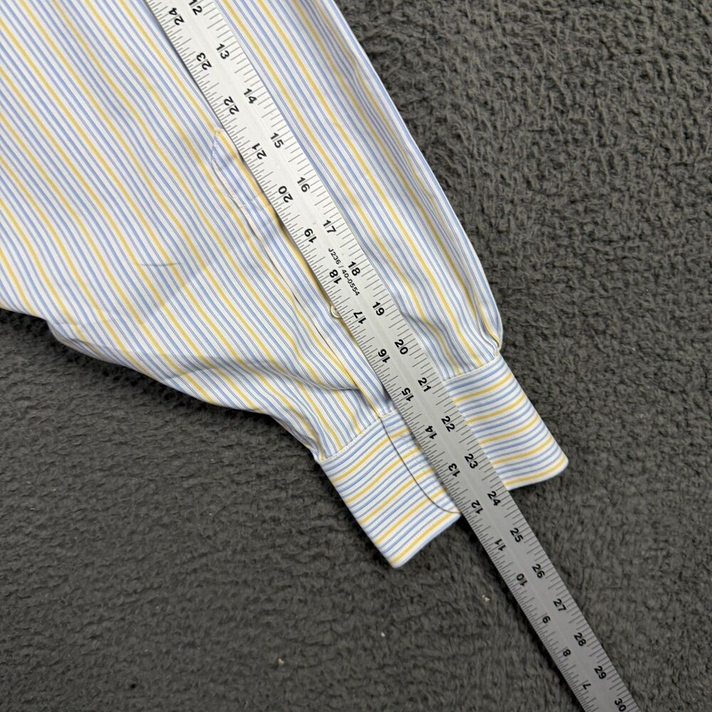 Brooks Brothers Shirt Mens 20 36 Blue Yellow Stripe Button Up Long Sleeve Preppy - Picture 10 of 10